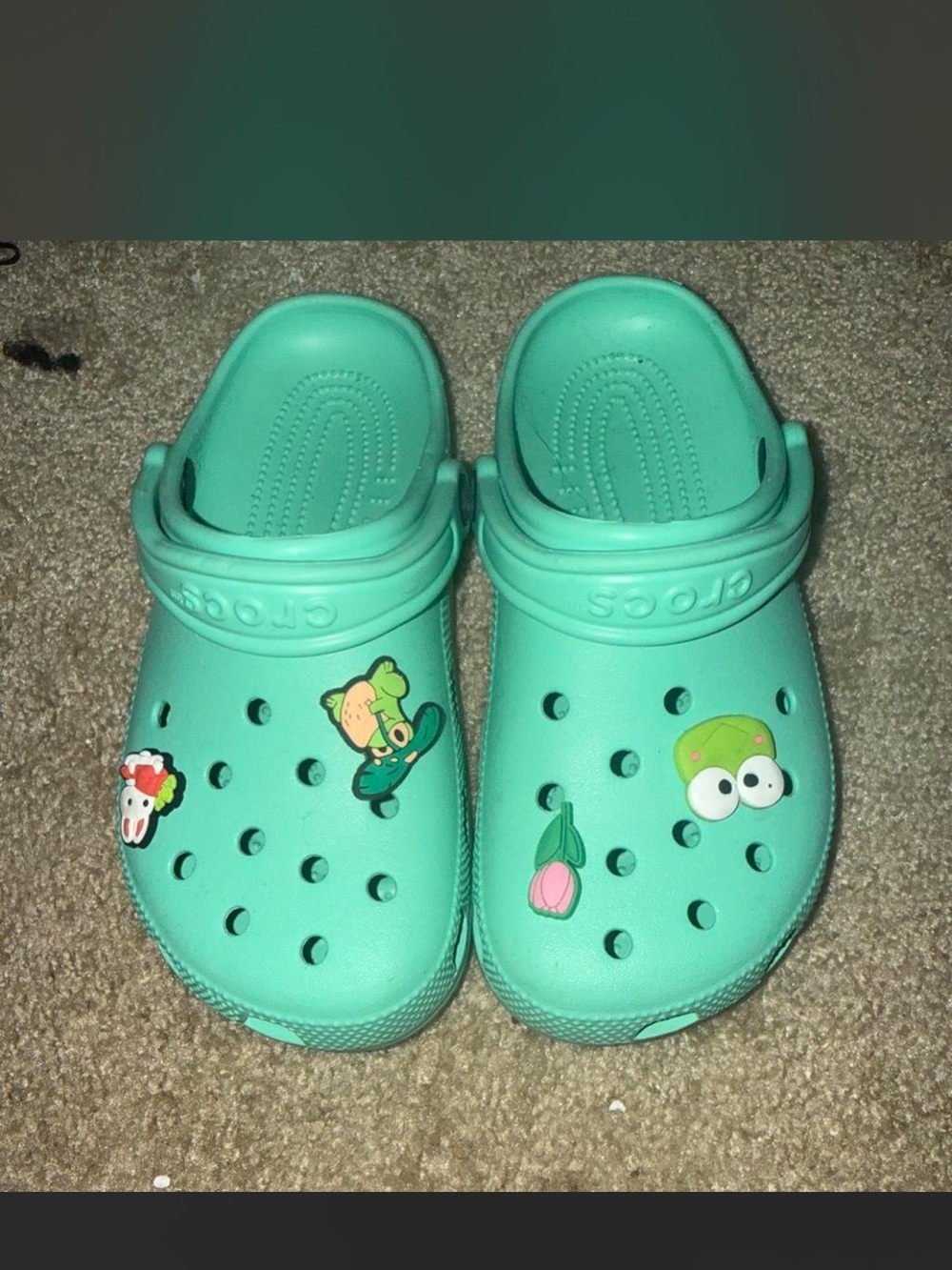 CROCS womens Clog in Mint Green with Fun Charms